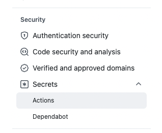 GitHub Secrets for Actions